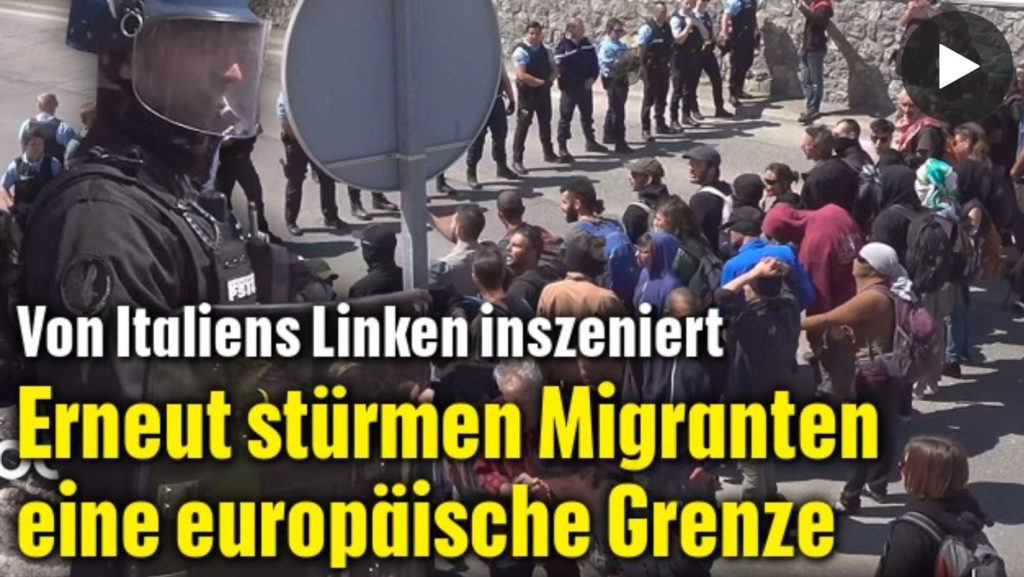 Von Italiens Linken inszeniert - Erneut stürmen Migranten eine europäische Grenze (krone.at, 23.04.2018)